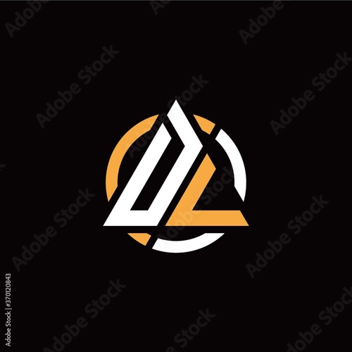 D L initial logo modern triangle with circle on back