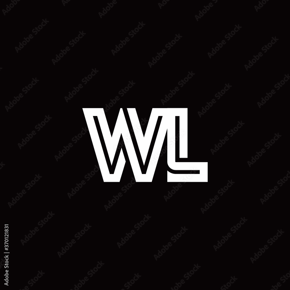WL monogram logo with abstract line WL monogram logo with abstract line