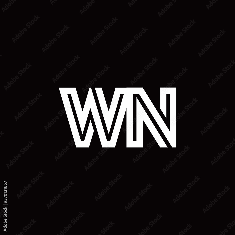 WN monogram logo with abstract line WN monogram logo with abstract line