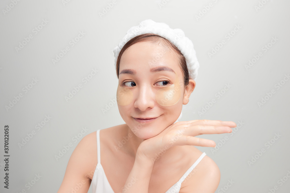 Spa skin care beauty woman wearing hair towel after beauty treatment Spa skin care beauty woman wearing hair towel after beauty treatment