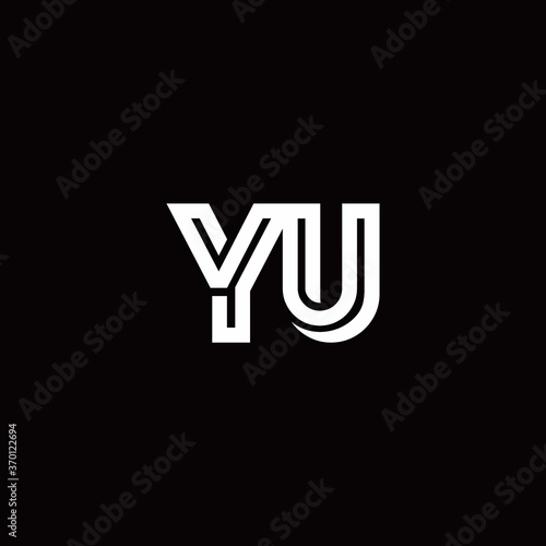 YU monogram logo with abstract line