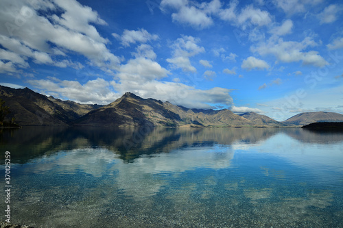 Lake wakatipu with cecil and walter peak in the background,New zealand