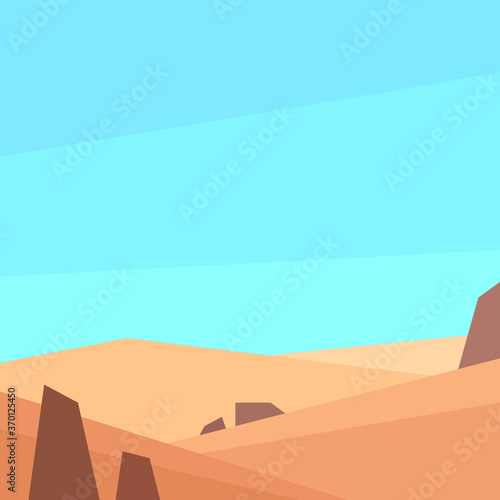 Low poly desert landscape. Dunes. Square vector illustration