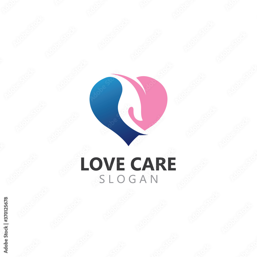 Creative Love and Care Logo Design inspiration Template Creative Love and Care Logo Design inspiration Template