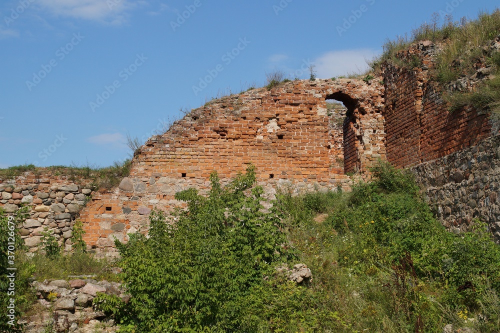 ruins of the medieval castle Bobrowniki in Poland