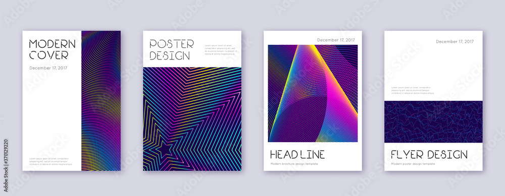 Minimal brochure design template set. Rainbow abst