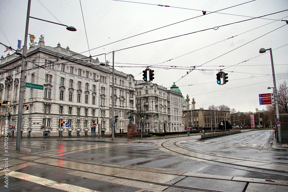 View of a beautiful Vienna street on Schwarzenbergplatz