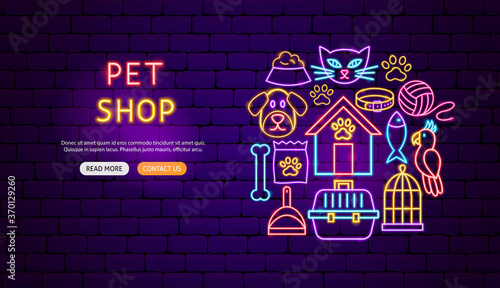 Pet Shop Neon Banner Design