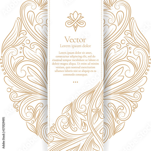 White luxury invitation card design. Vintage ornament template. Can be used for background and wallpaper. Elegant and classic vector elements great for decoration.