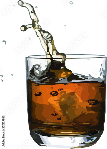 glass of cola with ice splash