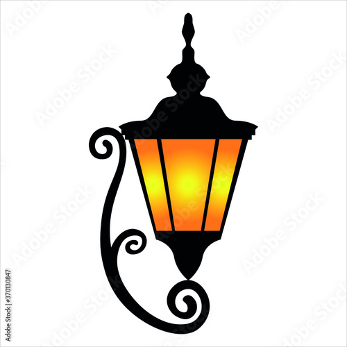vintage ornate metal street wall lamp isolated on white background vector illustration 
