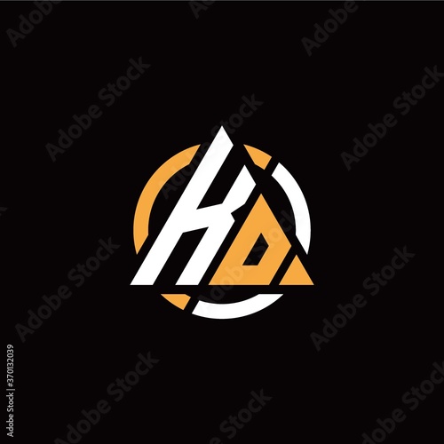 K O initial logo modern triangle with circle on back