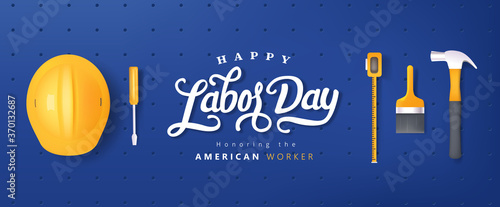 USA happy Labor day advertising banner