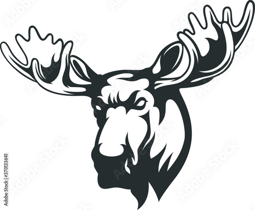 Head of Angry Moose Vector
