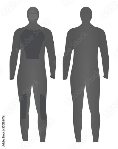 Grey diving wetsuit. vector illustration