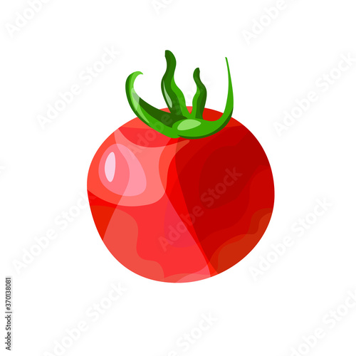 vector illustration of a tomato in cartoon style with highlights on an isolated background