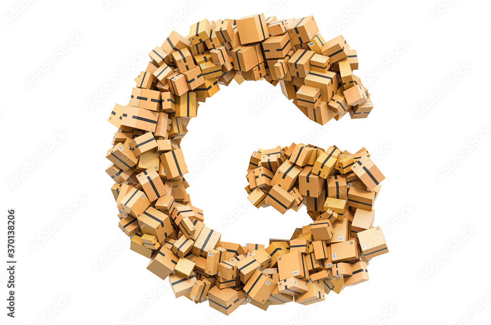 Letter G from cardboard boxes. 3D rendering Letter G from cardboard boxes. 3D rendering