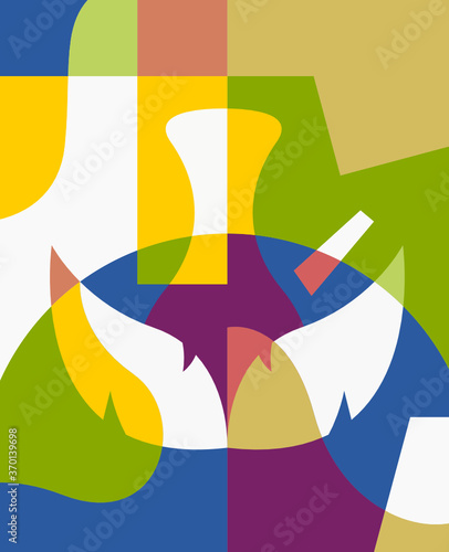 Jug with leaf decoration Abstract Illustration