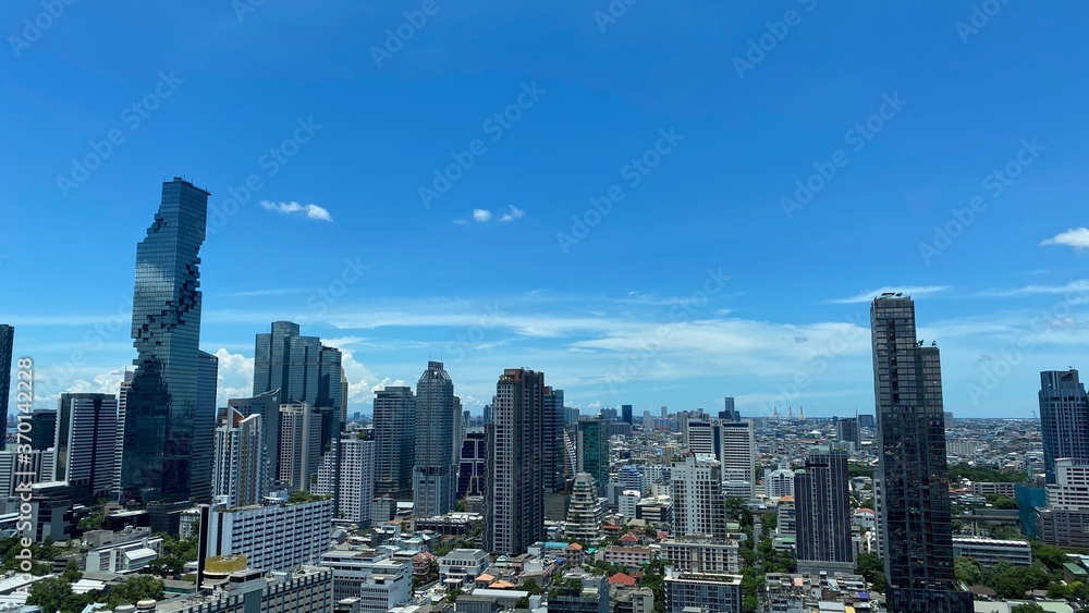 Fototapeta premium Bangkok city skyline from high angle viewpoint