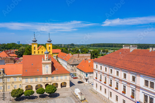 Aerial view of old town of Osijek, Holy trinity square in Tvrdja, Croatia
 photo