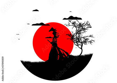 Obraz na plátně samurai al tramonto