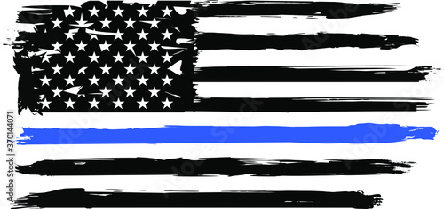 Thin blue line. Flag with Police Blue Line - Distressed american flag. 	
