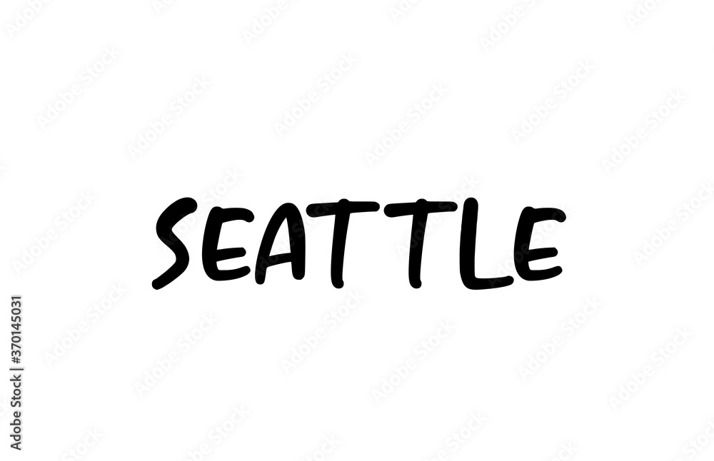 Seattle city handwritten typography word text hand lettering. Modern calligraphy text. Black color Seattle city handwritten typography word text hand lettering. Modern calligraphy text. Black color