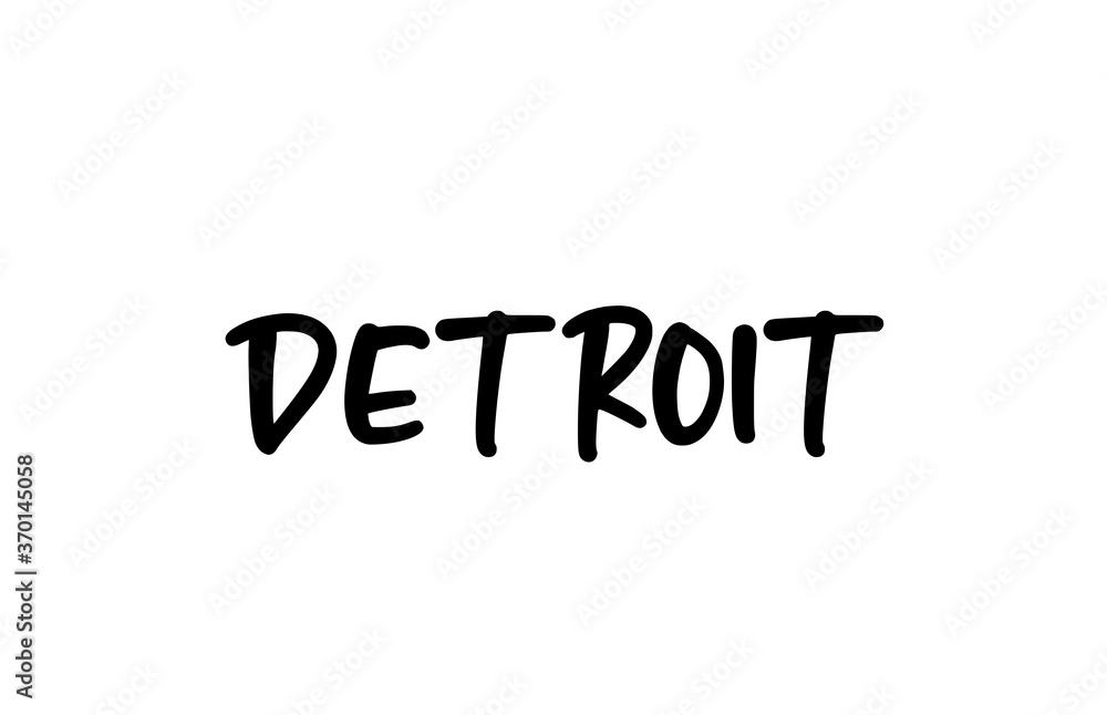 Detroit city handwritten typography word text hand lettering. Modern calligraphy text. Black color Detroit city handwritten typography word text hand lettering. Modern calligraphy text. Black color