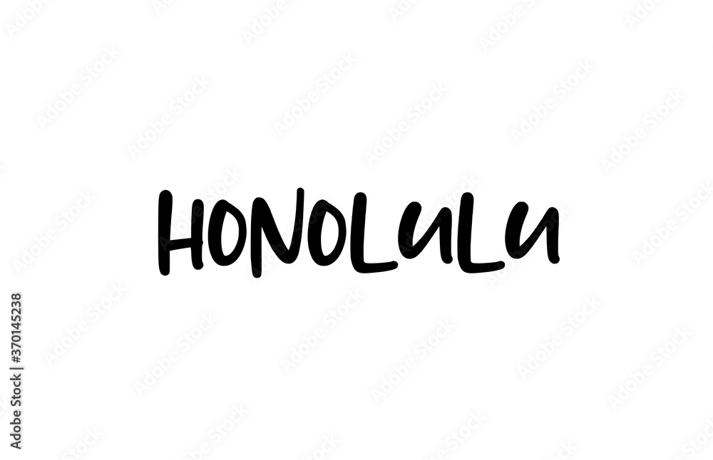 Honolulu city handwritten typography word text hand lettering. Modern calligraphy text. Black color Honolulu city handwritten typography word text hand lettering. Modern calligraphy text. Black color