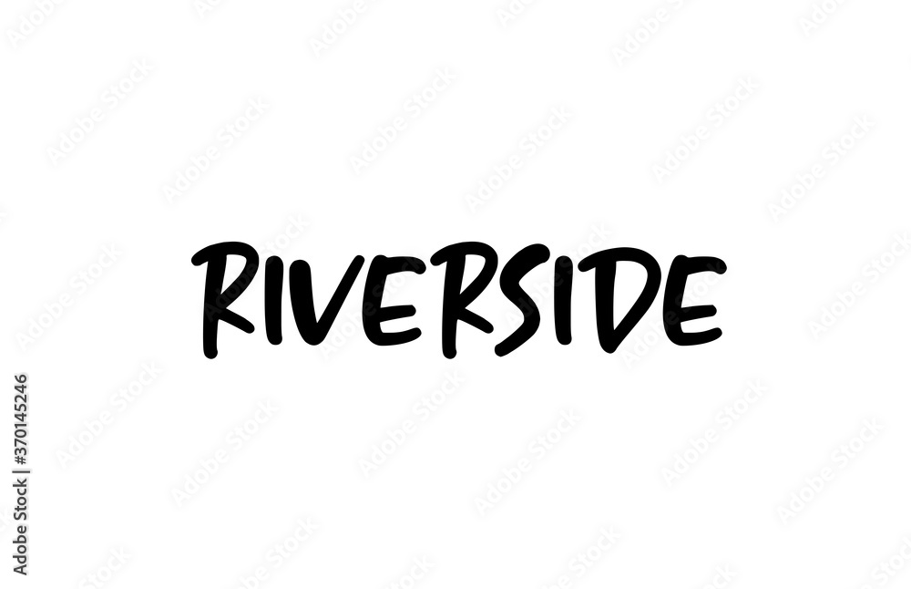 Riverside city handwritten typography word text hand lettering. Modern calligraphy text. Black color Riverside city handwritten typography word text hand lettering. Modern calligraphy text. Black color