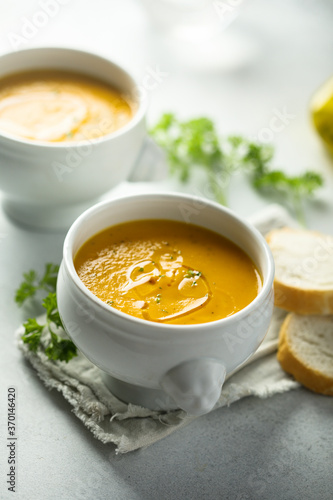 Delicious homemade pumpkin soup