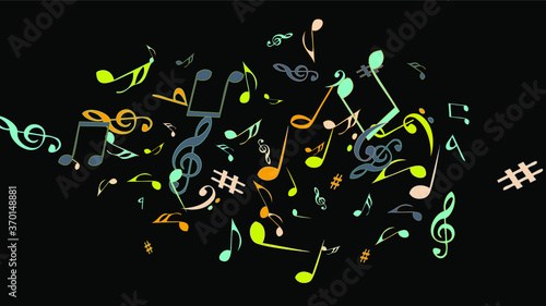 Musical Signs. Modern Background with Notes. Vector Element for Musical Poster, Banner, Advertising, Card. Minimalistic Simple Background.
