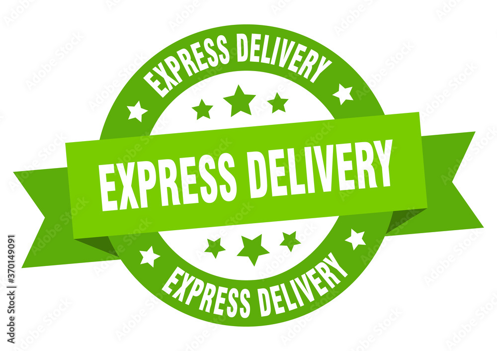 express delivery round ribbon isolated label. express delivery sign