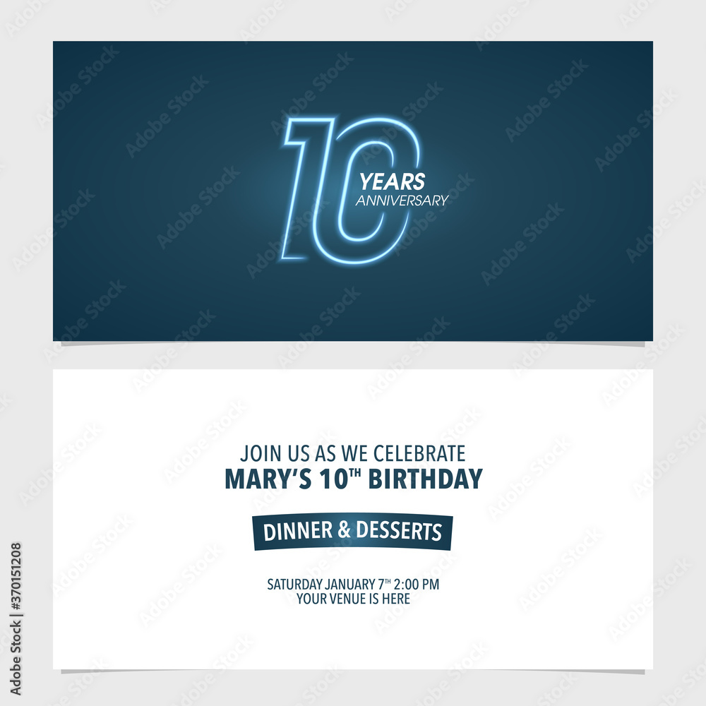 10 years anniversary invitation vector illustration. Template design element 10 years anniversary invitation vector illustration. Template design element