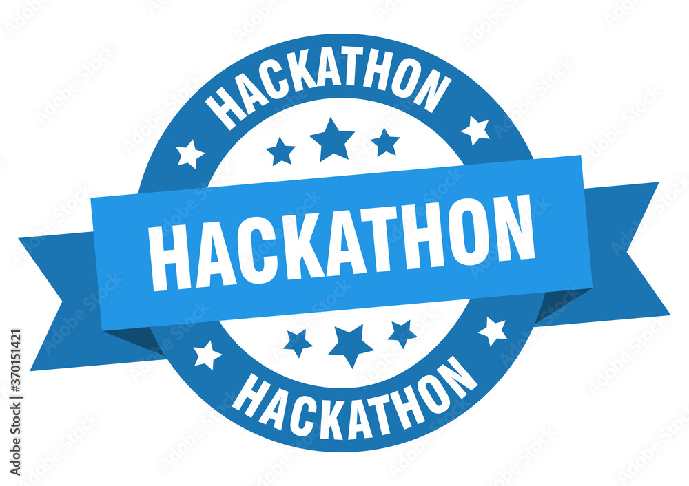 hackathon round ribbon isolated label. hackathon sign