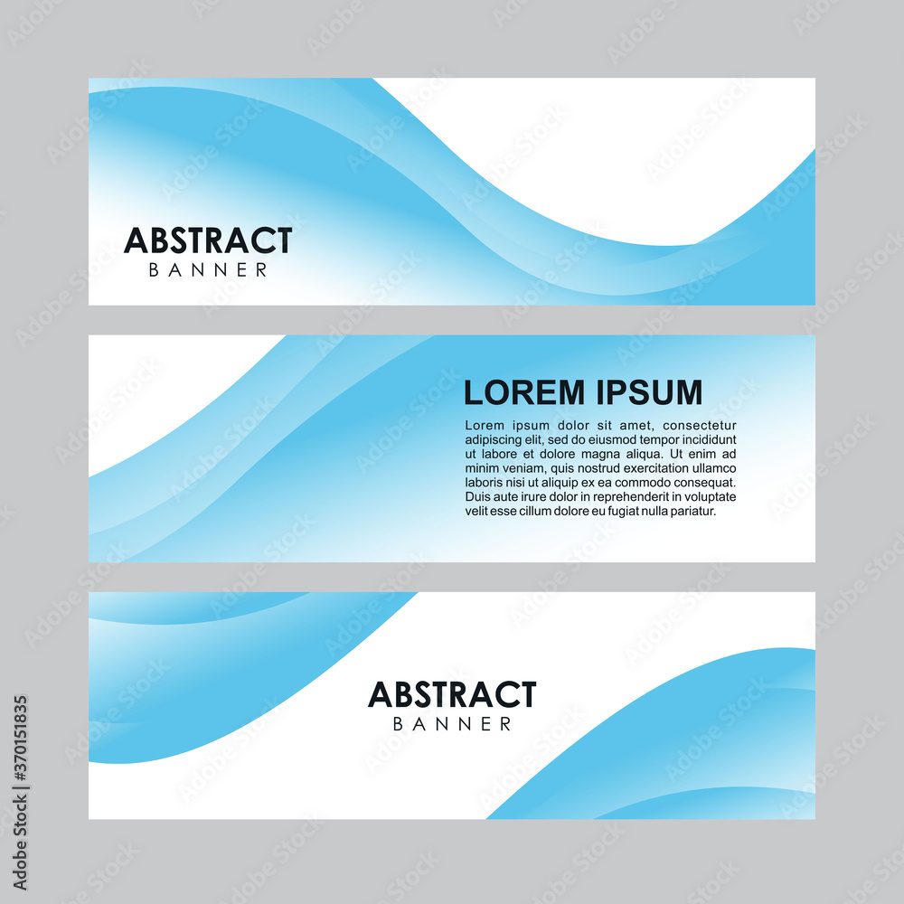 Set of Abstract Soft Stylish Banner Design Template Vector, Professional Modern Graphic Banner Element with Fresh Blue Wavy Background