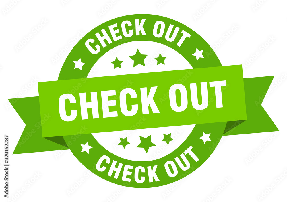 check out round ribbon isolated label. check out sign check out round ribbon isolated label. check out sign