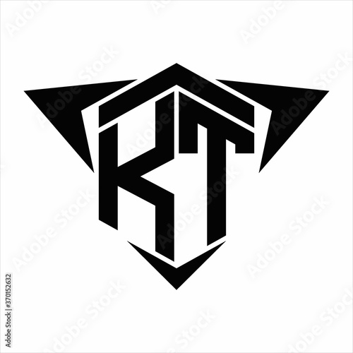 KT Logo monogram with wings arrow around design template on white background