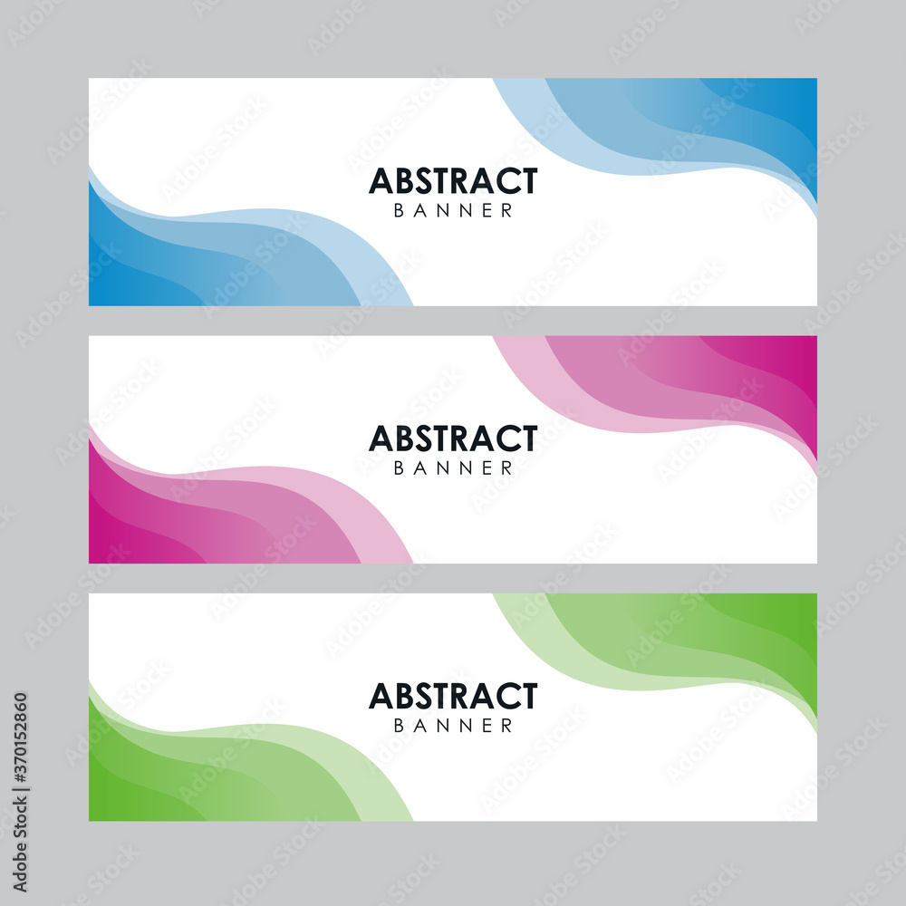 Set of Abstract Soft Stylish Banner Design Template Vector, Professional Modern Graphic Banner Element with Blue, Pink and Green Wavy Background Set of Abstract Soft Stylish Banner Design Template Vector, Professional Modern Graphic Banner Element with Blue, Pink and Green Wavy Background