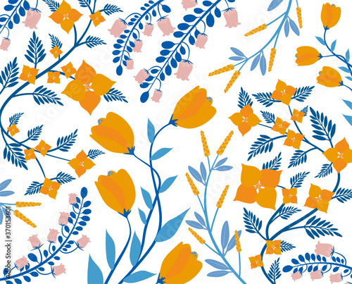 オレンジ色の花々