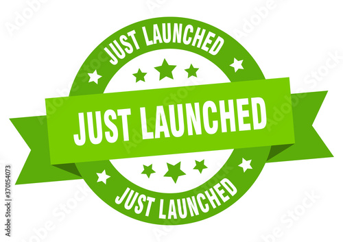 just launched round ribbon isolated label. just launched sign