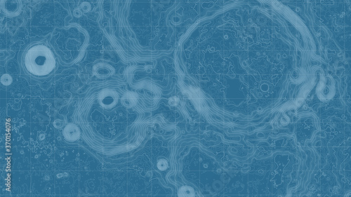 Vector abstract Moon relief map. Generated conceptual lunar elevation map. Isolines of landscape surface elevation. Geographic map conceptual design. Elegant background for presentations