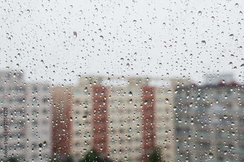 Residential buildings in the rainy day