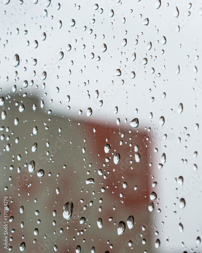 The rainy day through the rain drops