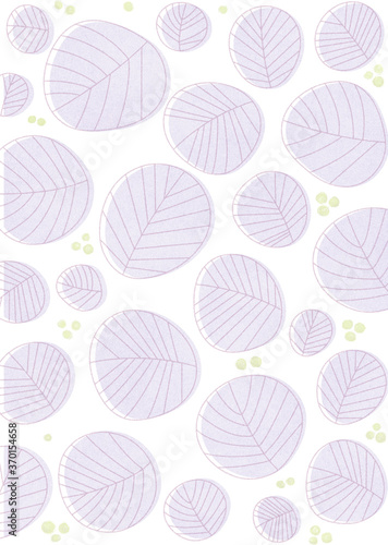 シンプルな線で描かれた紫の葉のパターン 白背景