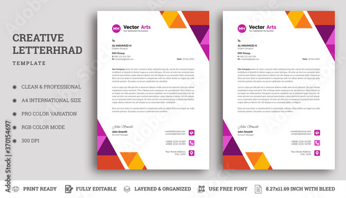 Letterhead Design Template with Colorful Elements