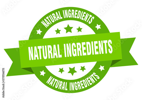 natural ingredients round ribbon isolated label. natural ingredients sign