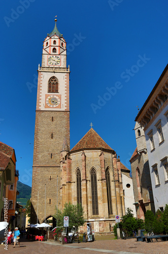 Meran, Merano, Pfarrkirche, St.Nikolaus, Kirchturm, Meraner Land, Südtirol, Alto Adige