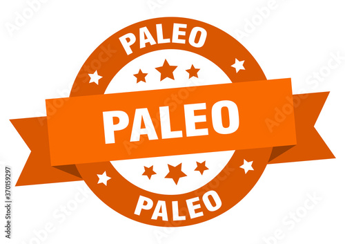 paleo round ribbon isolated label. paleo sign