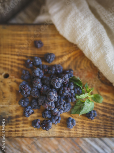 fresh blueberries on wooden background